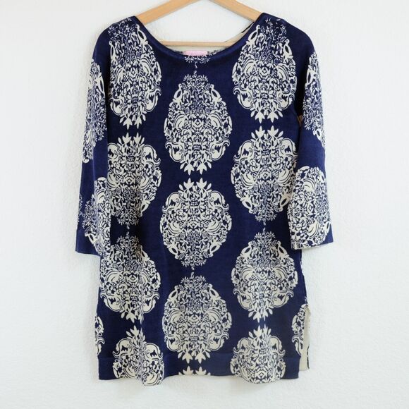 Lilly‎ Pulitzer Sweater Women Sz S Blue Knit Merino Wool Paisley Business Casual - Picture 2 of 12